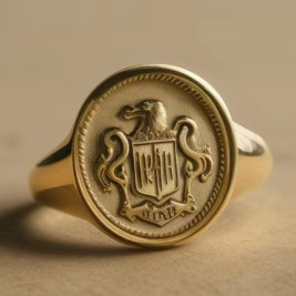 Personalised Coat Of Arms Family Crest Signet Ring in Solid Sterling Silver
